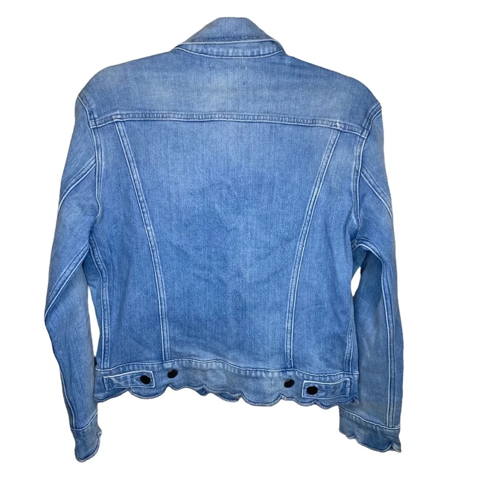 Frame ⌘ Scalloped Edge Cropped Willoughsby Denim Jeans Jacket ⌘ Light Blue ⌘ S - Picture 13 of 17